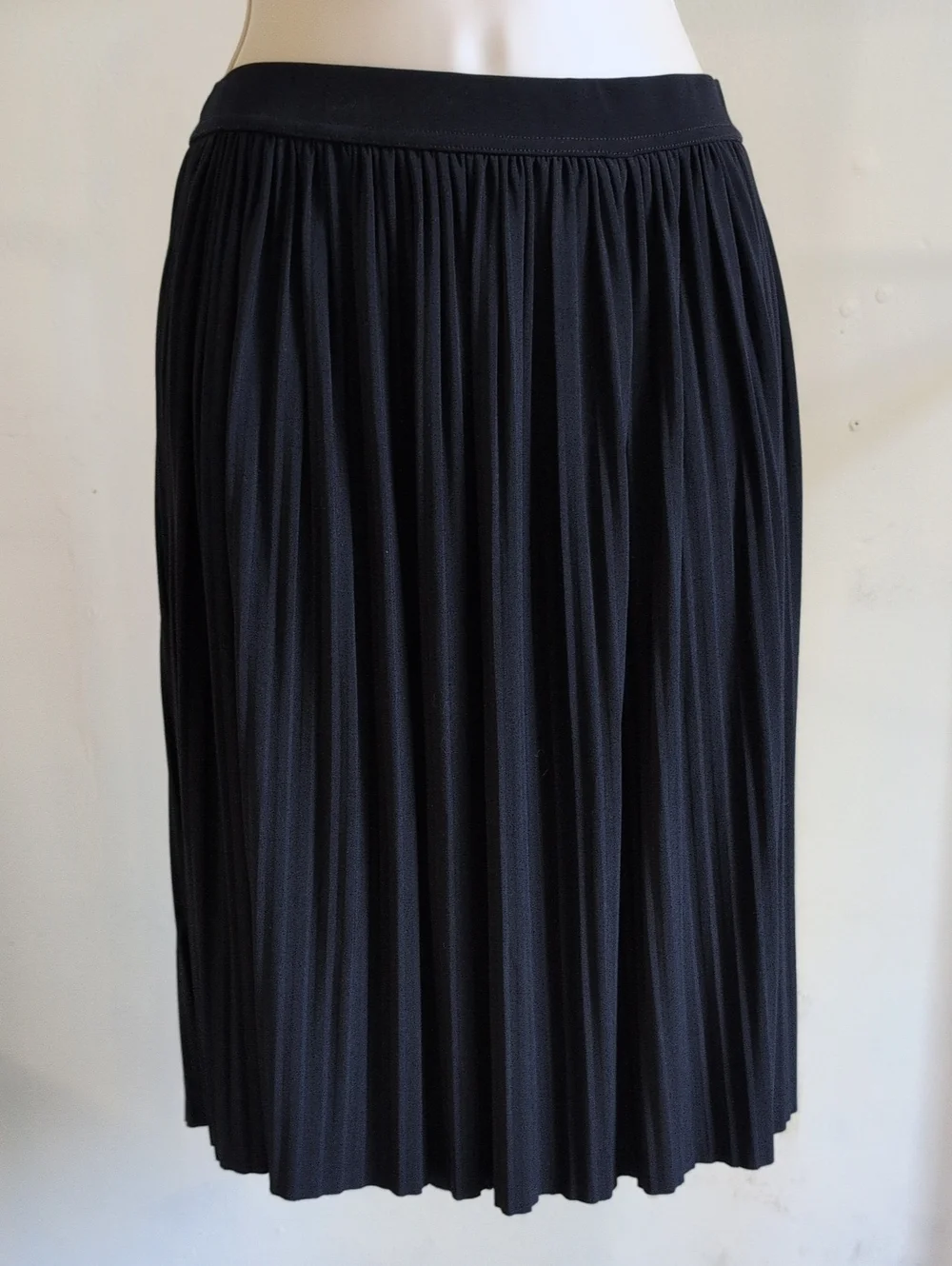 Ivanka Trump Navy Pleated Midi Skirt